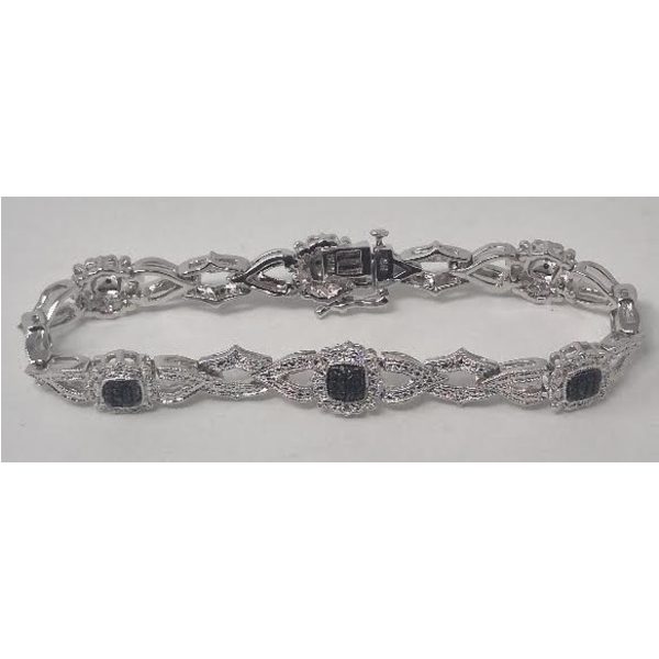 New Ladies Genuine Black Diamond Tennis Bracelet 