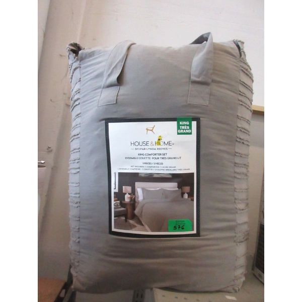 Grey King Size Comforter Set in Bag