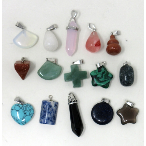 15 New Polished Gemstone Pendants