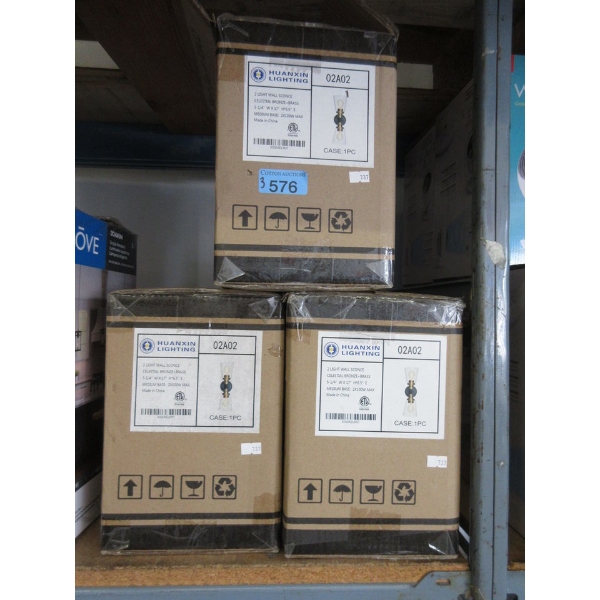 3 Huanxin 2 Bulb Wall Sconces with Glass Shades