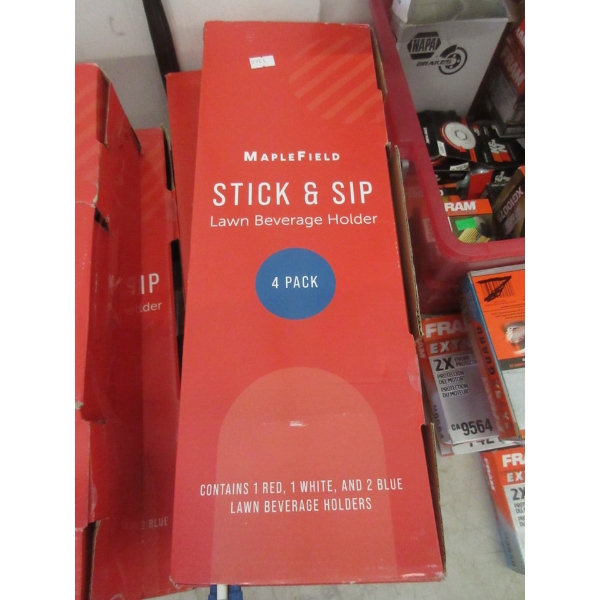 3 New Sets of 4 Stick & Sip Lawn Beverage Holders