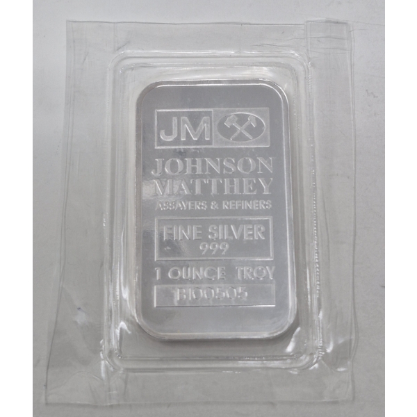 1 Oz .999 Silver Johnson Matthey Bar