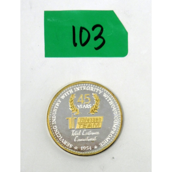 1 Oz .999 Silver Thiessen Team 45-Year Round 