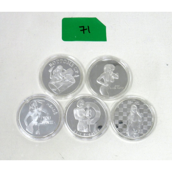 5 x Silver Clad NUDE Heads or Tails Round 