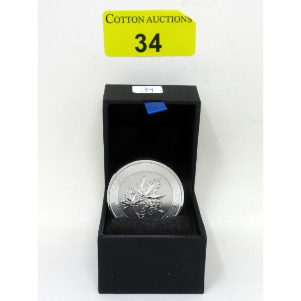 1.5 Oz .9999 Silver 2019 Superleaf Maple Leaf Coin 