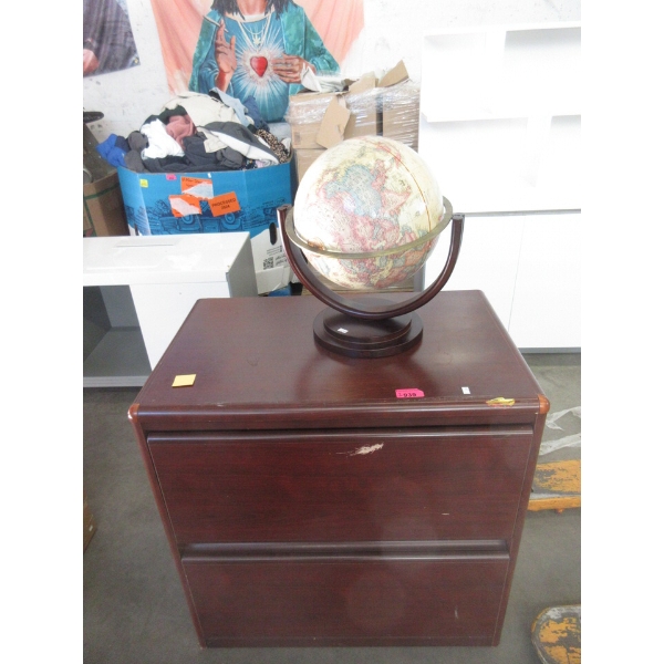 2 Drawer File Cabinet & World Globe