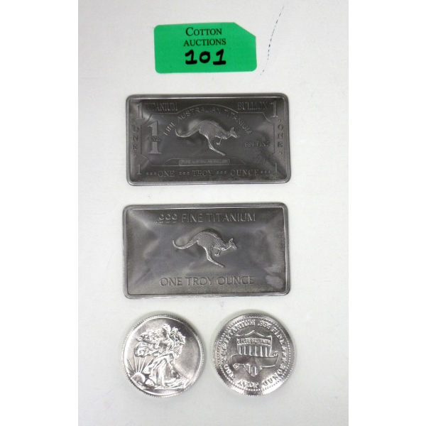 4 x 1 Oz .999 Fine Titanium Bars & Rounds