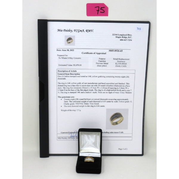 14 KT Yellow Gold .84 CTW Diamond Ring 