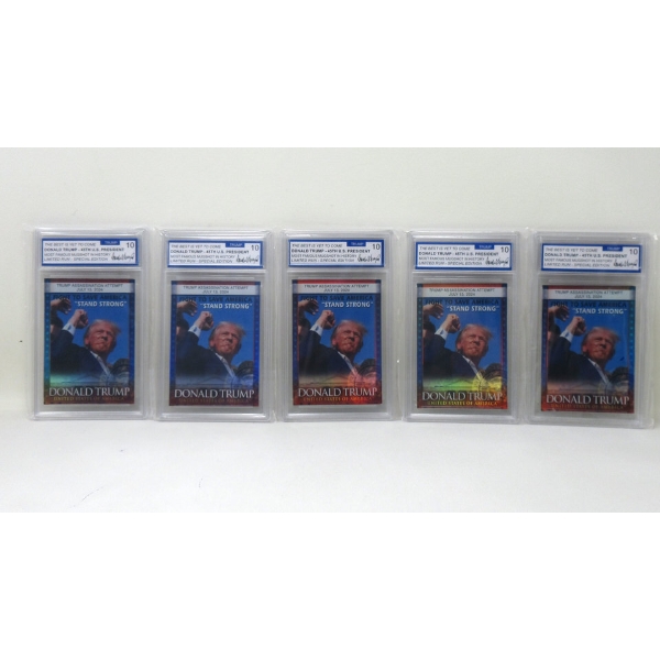 5 Graded Donald Trump "Stand Strong" Trading Cards