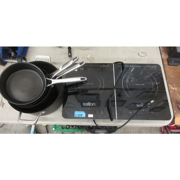 Salton Induction Hotplate & 4 Paderno Pots
