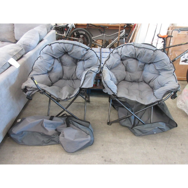 2 Padded Folding Camp Chairs with Bags