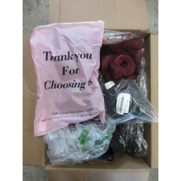 Box of Assorted Wigs & Hair Pieces 