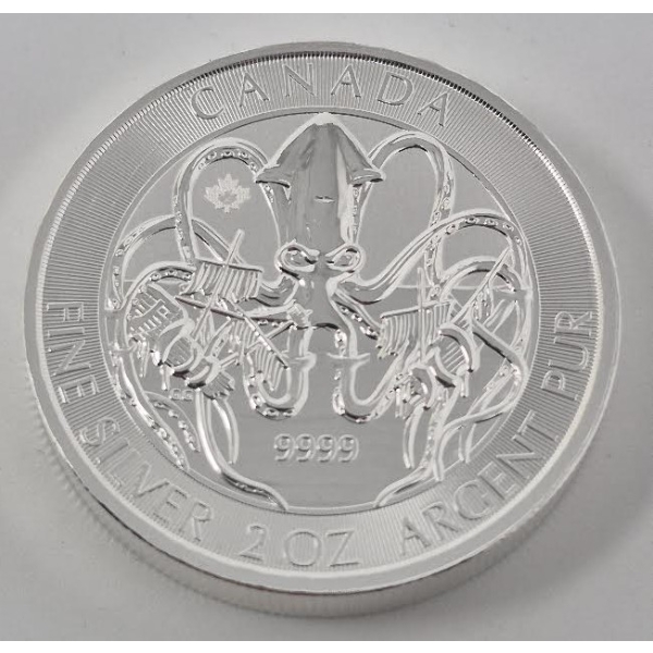 2 Oz .9999 Silver 2020 Canada Kraken Coin 