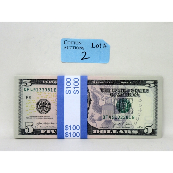 20 x $5 USD Uncirculated Sequential Numbered Bundle 