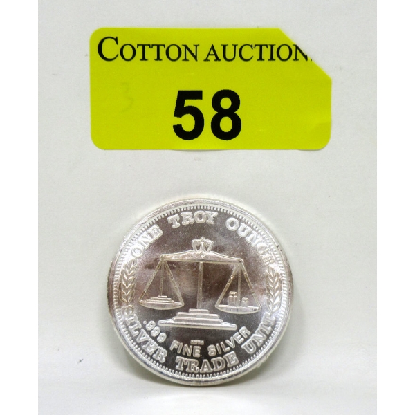 1 Oz .999 Silver Eagle Trade Unit Round 