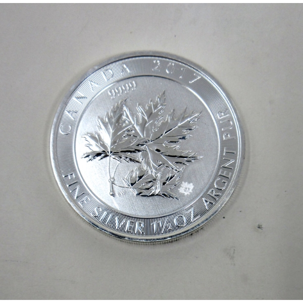 1.5 Oz .9999 Silver 2017 Maple Leaves Coin 