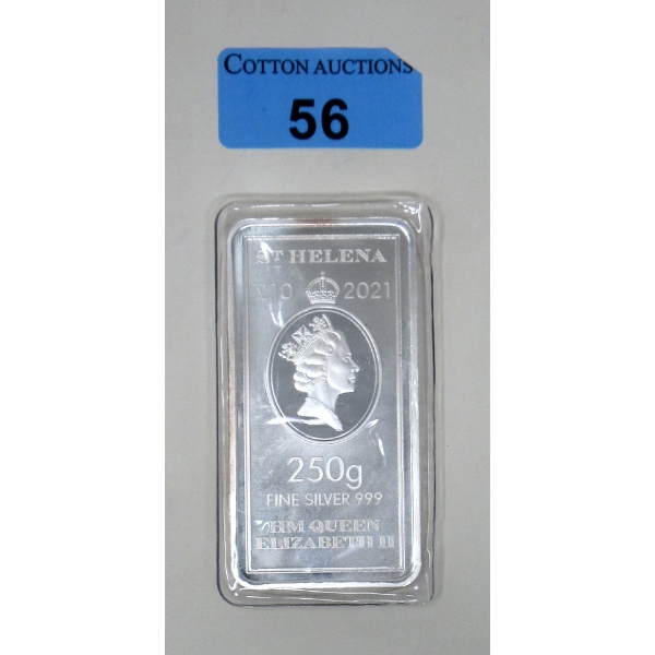 8 Oz/ 250 Gram .999 Silver 2021 St. Helena Legal Tender Coin