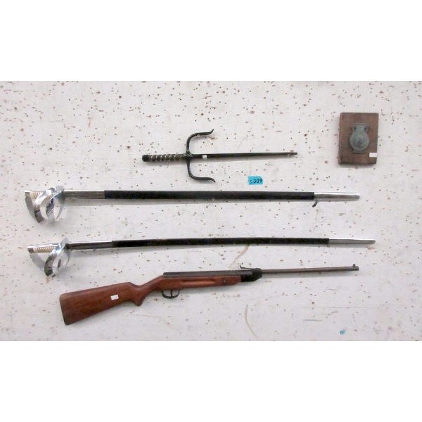 Pellet Rifle, 2 Straight Swords, Sai & Medallion