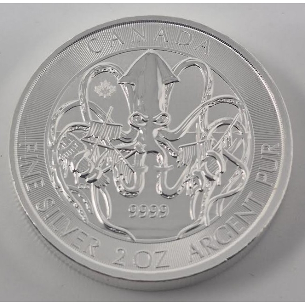 2 Oz .9999 Silver 2020 Canada Kraken Coin 