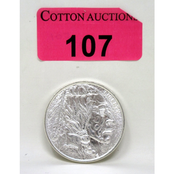 1 Oz .999 Silver Indigenous/Buffalo Art Round 