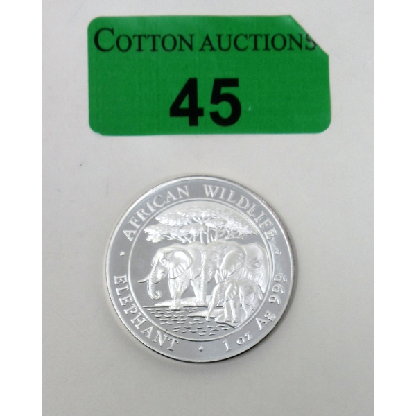 1 Oz .999 Silver 2013 African Wildlife Elephant Coin 
