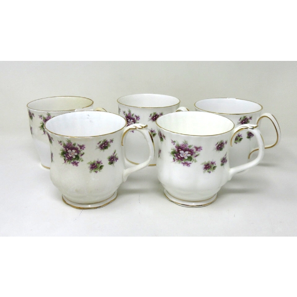 5 Royal Albert "Sweet Violet" Coffee Mugs