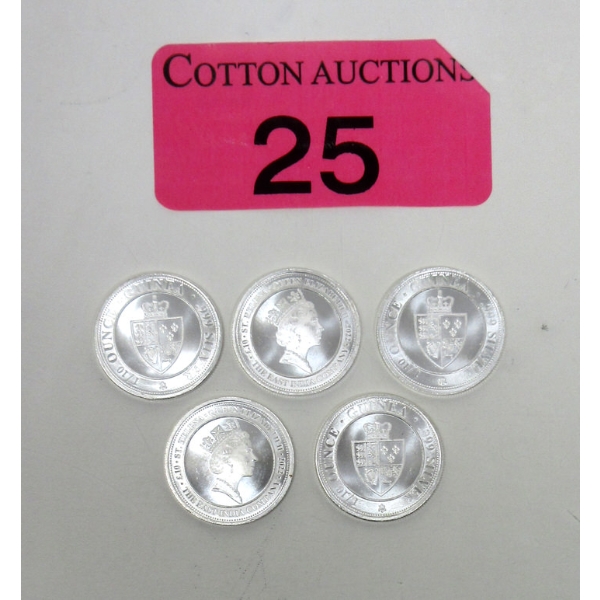5 x 1/10 Oz .999 Silver 2022 Guinea Coins 