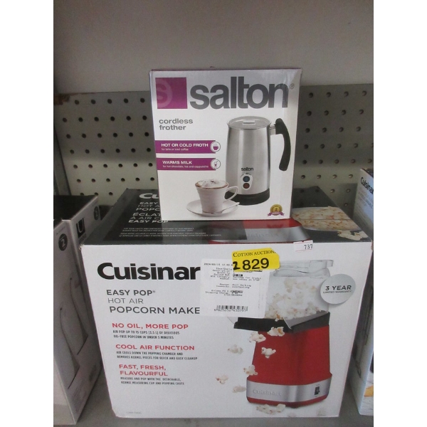 Cuisinart Popcorn Maker & Salton Milk Frother