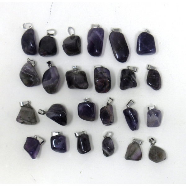 24 New Polished Amethyst Pendants