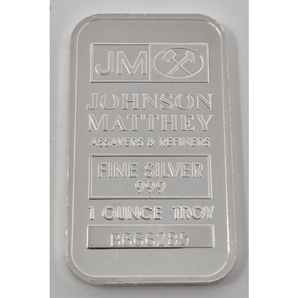 1 Oz .999 Silver Johnson Matthey  Bar 