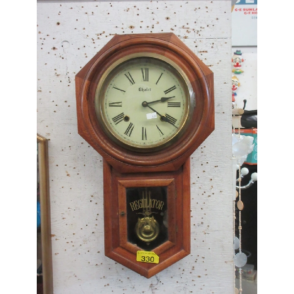Wood Chalet Regulator Wall Clock with Key