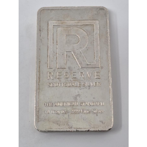 10 Oz .999 Silver Scottsdale Mint Silver Bar