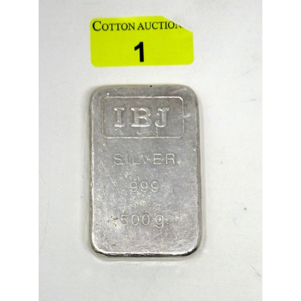 16 Oz/500 Gram .999 Silver IBJ Bar 