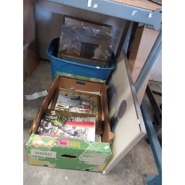 Box and Tote of Assorted Wall Art