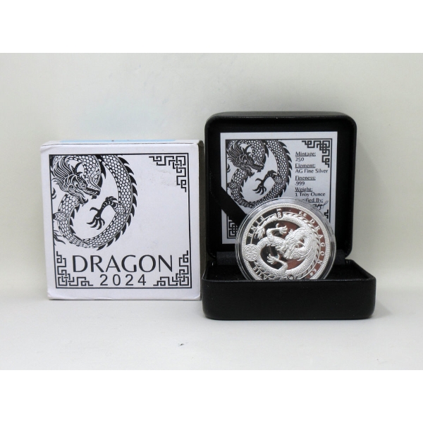 1 Oz .999 Silver 2024 Dragon Round 