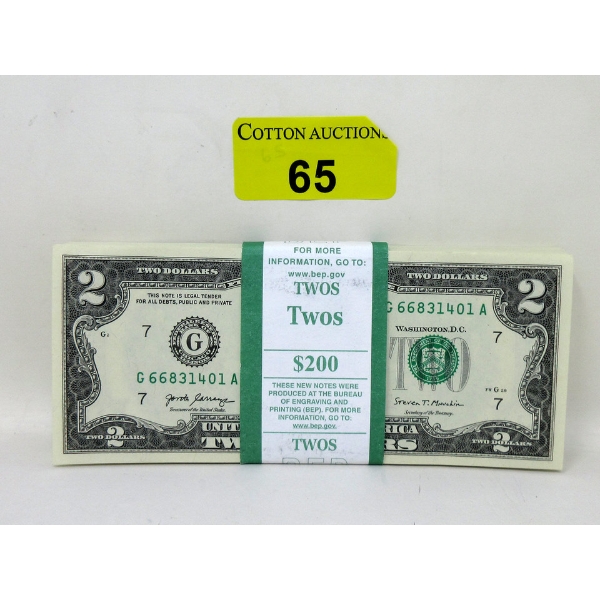 100 Consecutive 2017 USD $2 Bills