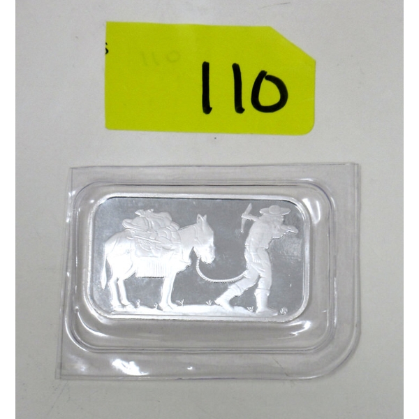 1 Oz .999 Silver Miner/Mule SilverTowne Bar 