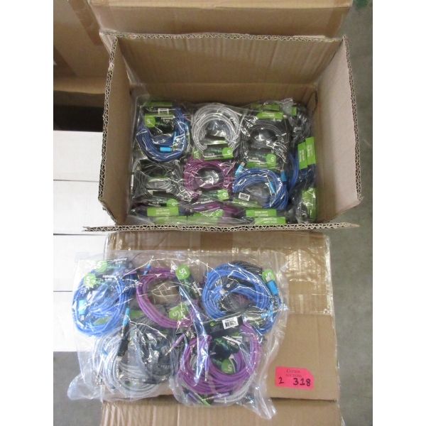 2 Cases of 128 New 5' Braided Aux to Aux 3.5 mm Cables