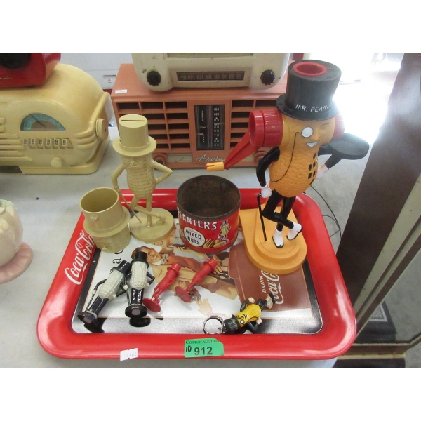 Coca-Cola Tin Tray with Planters Peanut Collectibles