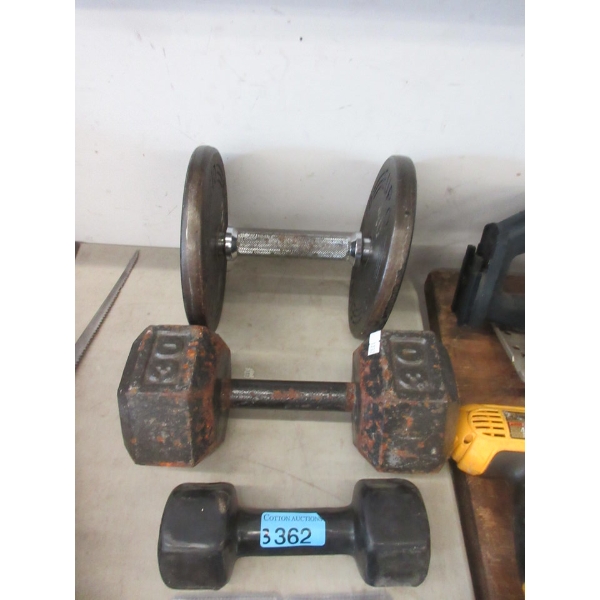 3 Assorted Metal Dumbbells - Preowned