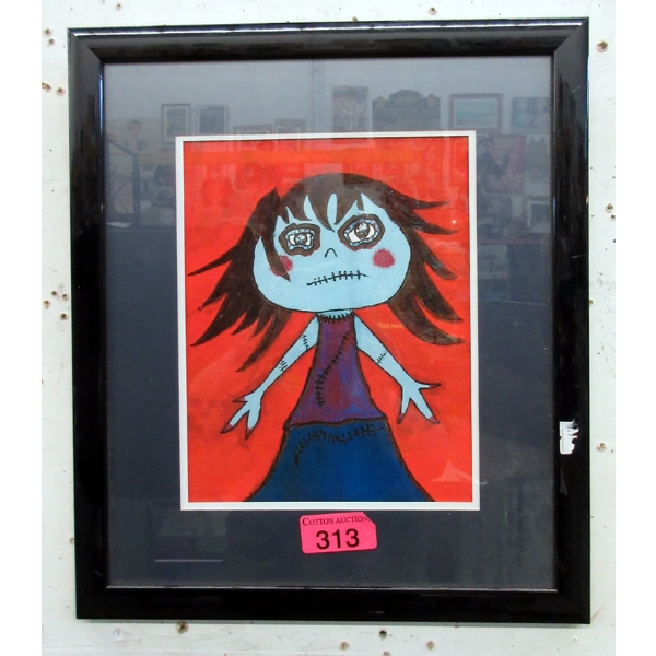 Framed Multi-Media "Gruesome Girl" Picture
