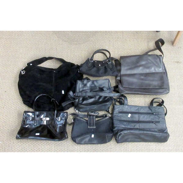 7 Assorted Women's Black Handbags - Preowned
