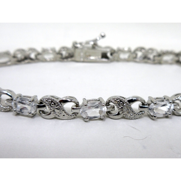 White Topaz & Diamond Tennis Bracelet 