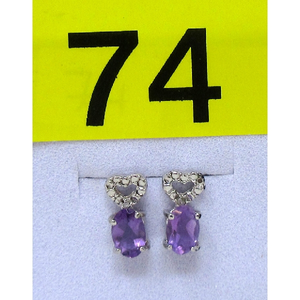New Amethyst & Diamond Sterling Silver Earrings