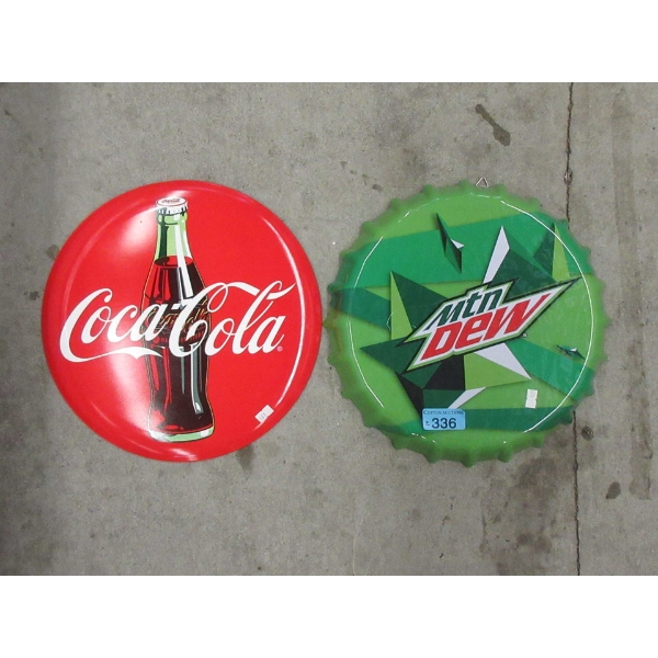 New Metal 14" Coca-Cola & Mountain Dew Wall Sign