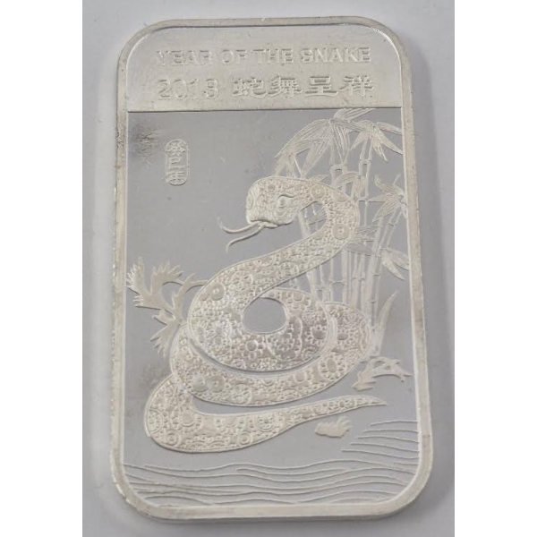 1 Oz .999 Silver 2013 Year Of The Snake Bar