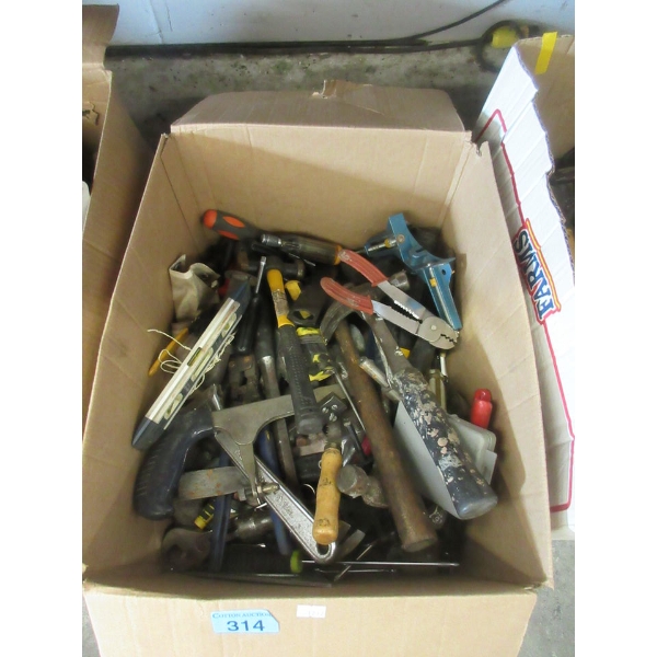 Large Box of Preowned Hand Tools - As Is