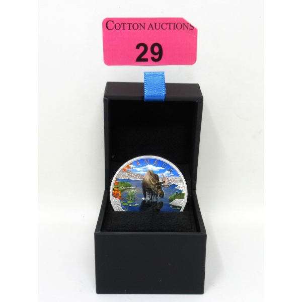 1 Oz+ .9999 Silver 2024 Wildlife Reflections: Moose Colourized Coin 