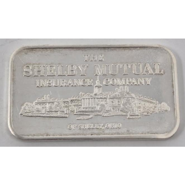 1 Oz .999 Silver Shelby Mutual Insurance Co Bar