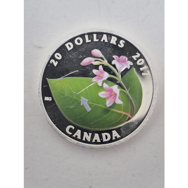 1 Oz .9999 Silver Arrowhead Canada Flora Coin 